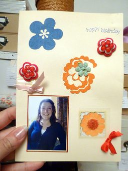 Picture of a handmade birthday card created by my Cousin Lesley